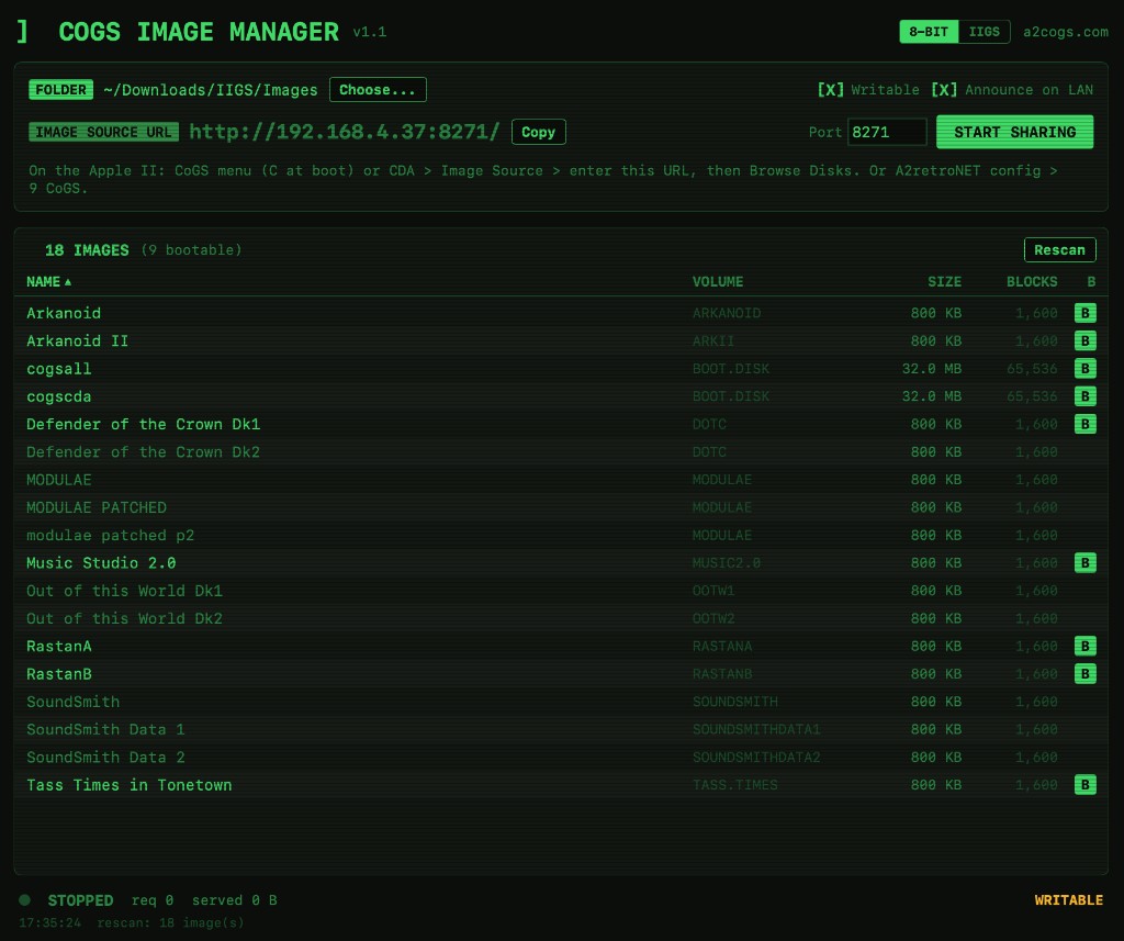 The same share in the 8-BIT green-phosphor theme
